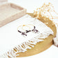Grandes Boucles d'Oreilles - Perles verres & Cristal Blanc Swarovski & Feuille en Acétate