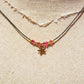 Black Japanese Silk Necklace - Star &amp; Swarovski