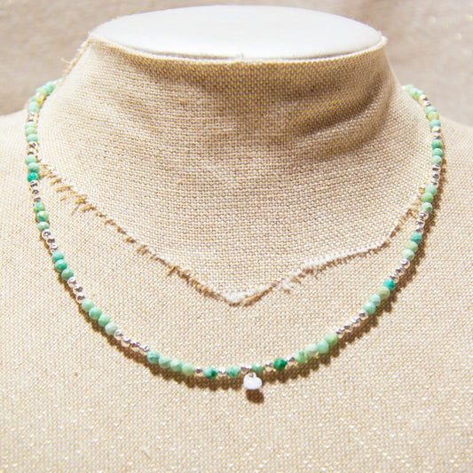 925 Silver &amp; Gemstone Necklace - Small Amazonite