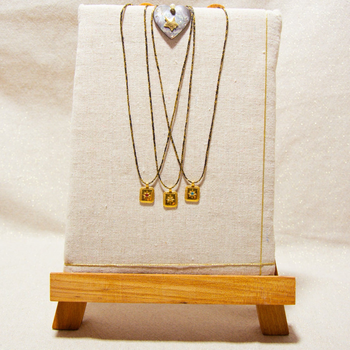 Black &amp; Gold Japanese Silk Necklace - P'tit Lu Zircon