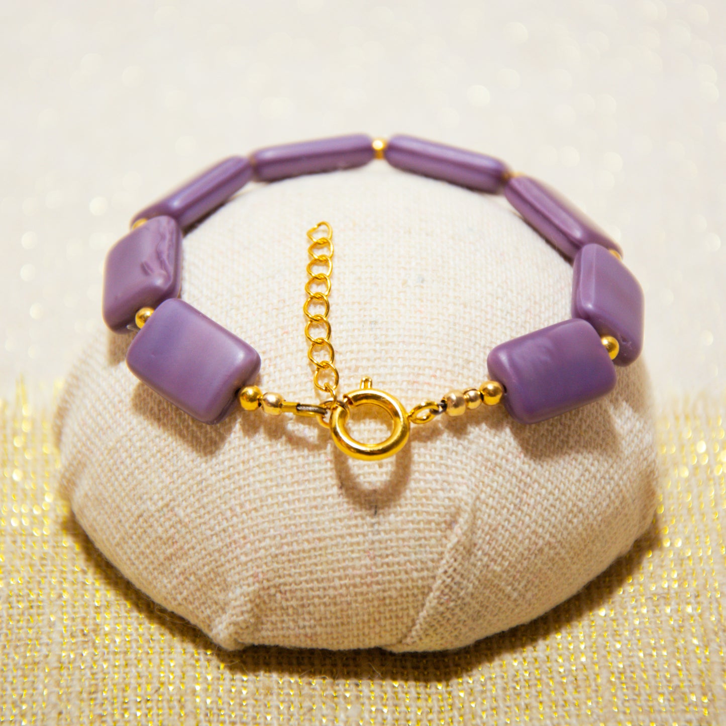 Purple Glass Beads Bracelet
