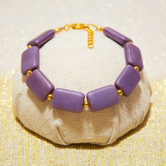 Bracelet Perles Verre Violet