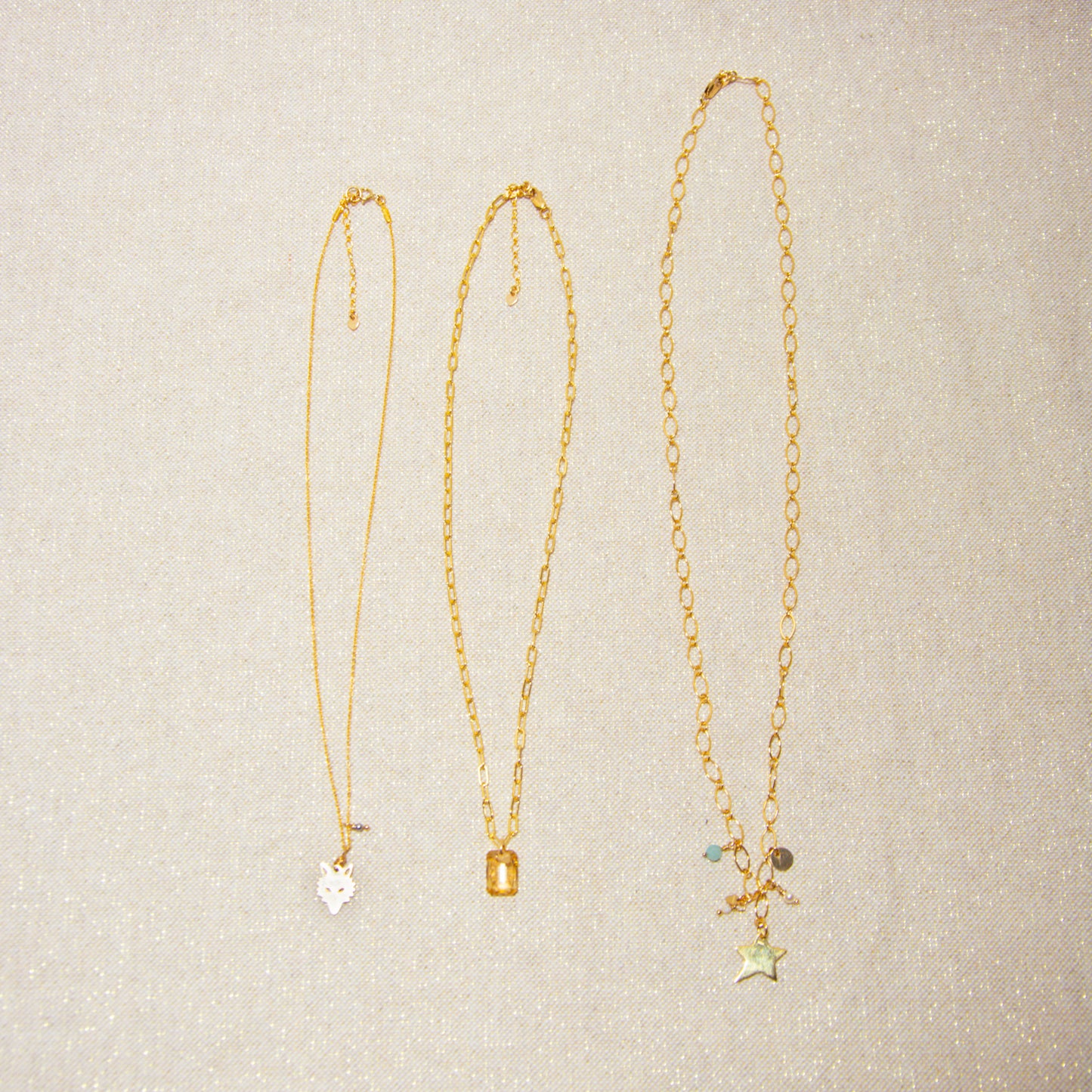 Chain Necklace - Amazonite &amp; Swarovski Mother-of-Pearl - Star