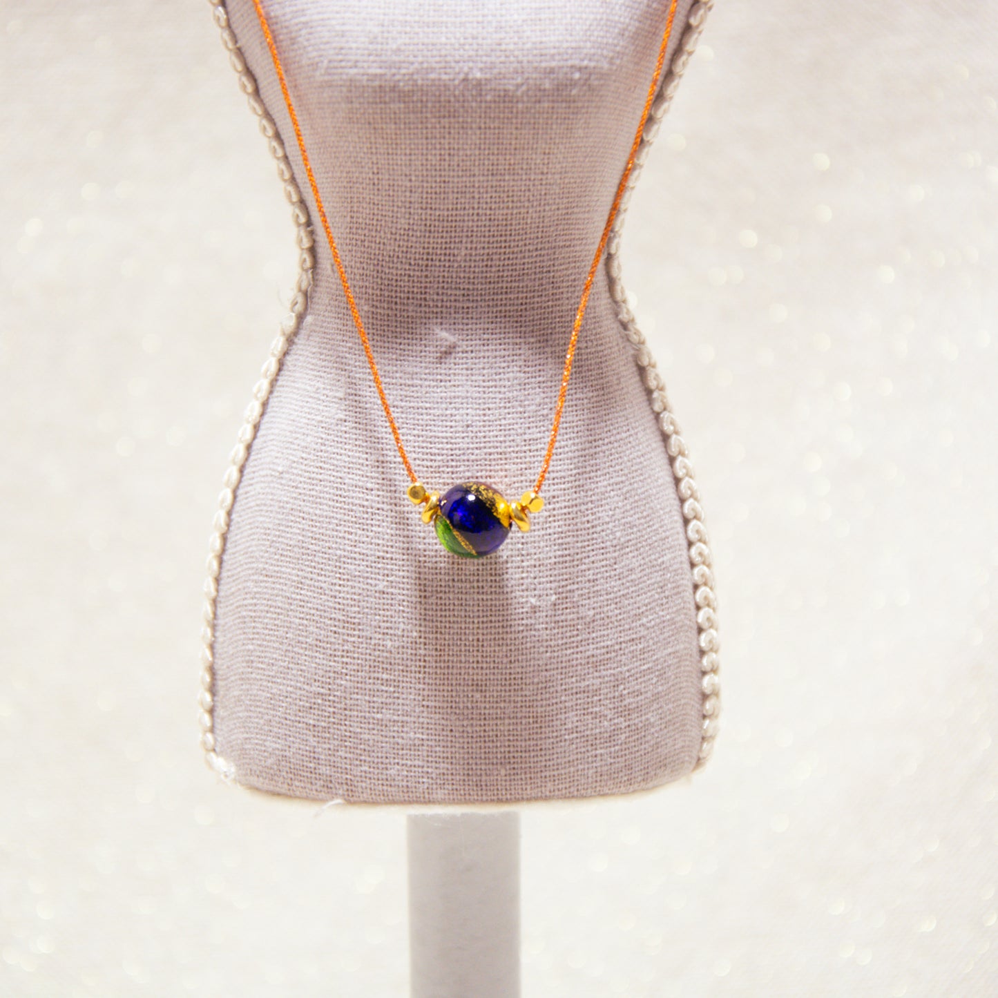 Japanese Silk Necklace - Multicolor Murano Beads