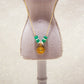 Gold Japanese Silk Necklace - Sun &amp; Swarovski - Green Onyx &amp; White Shell
