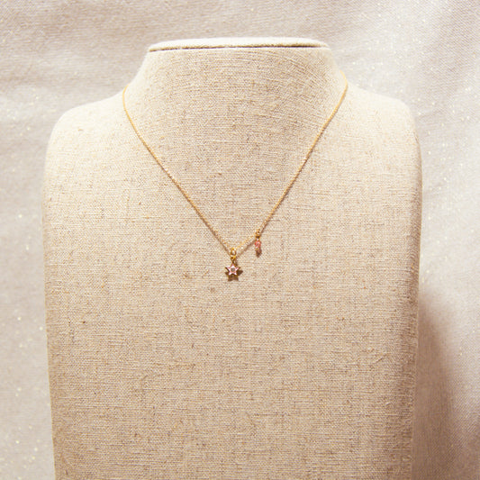 Chain Necklace - Swarovski Pink Zircon Star