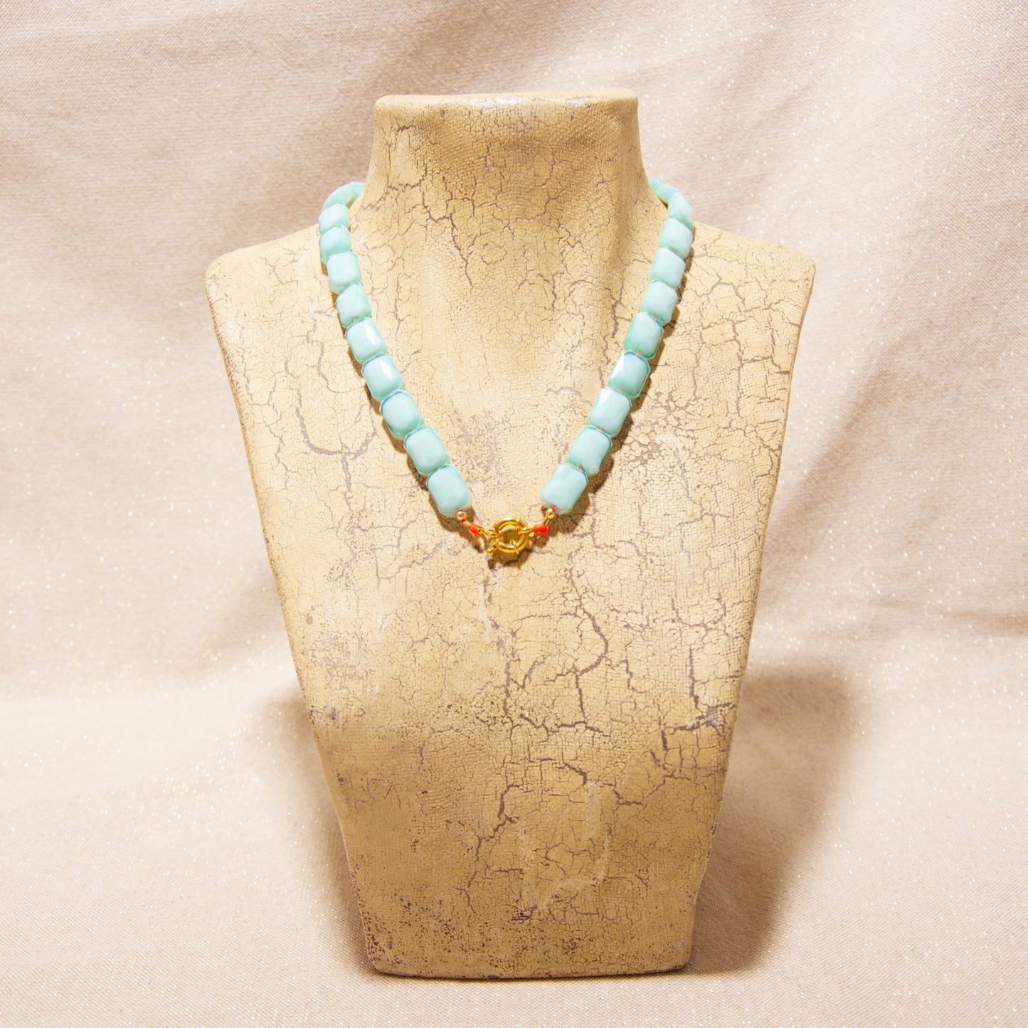 Necklaces - Blue Glass Beads - Neon Brazilian Cord