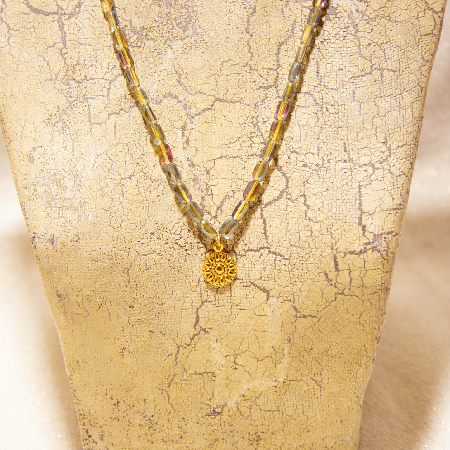 Necklace - Glass Beads - Yellow