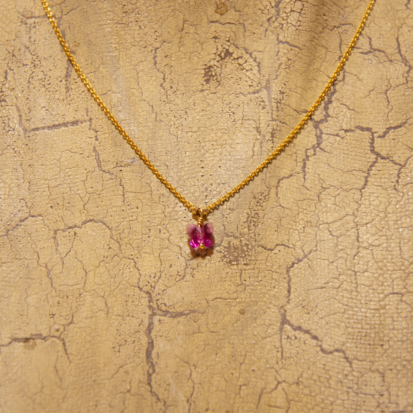 Choker Chain Necklace - Purple Swarovski Crystal Butterfly